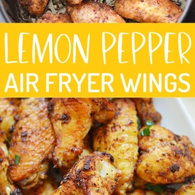 Delicious air fryer lemon pepper wings garnished and ready to serve