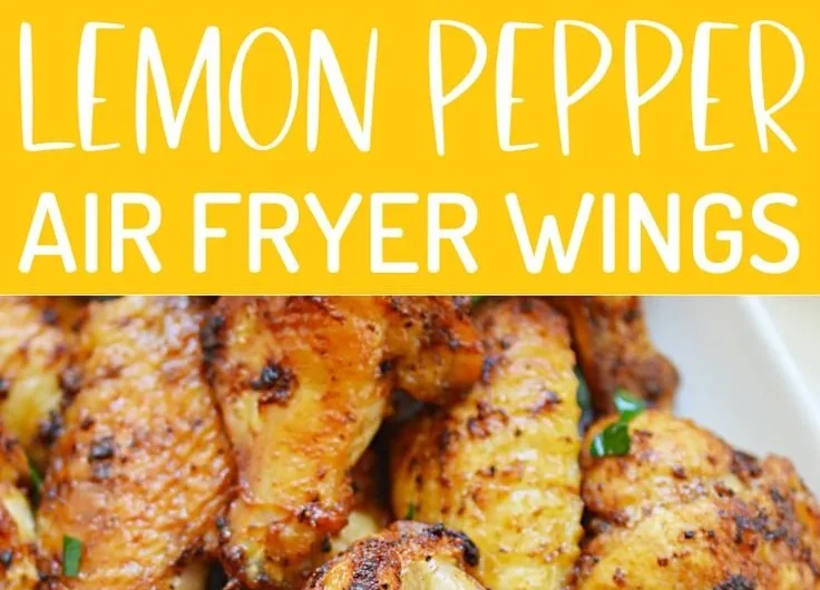 Delicious air fryer lemon pepper wings garnished and ready to serve