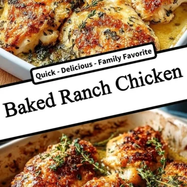 Deliciously seasoned baked ranch chicken served with sides.