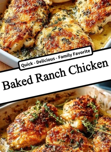 Deliciously seasoned baked ranch chicken served with sides.