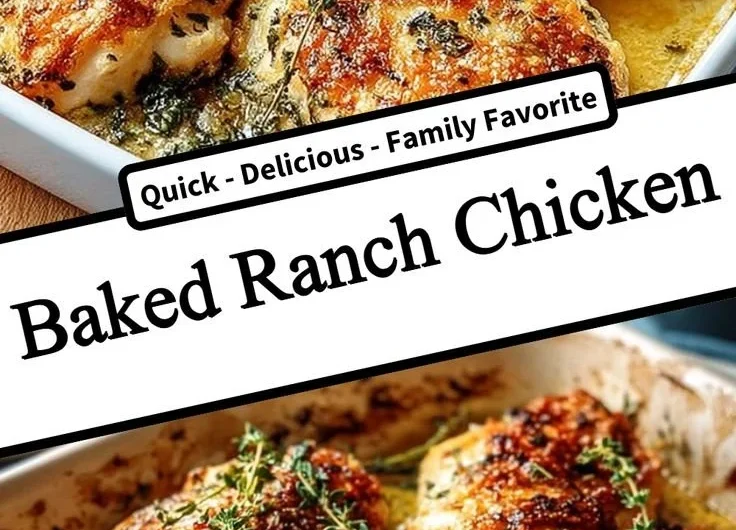 Deliciously seasoned baked ranch chicken served with sides.