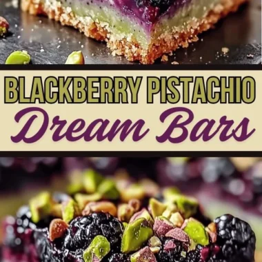 Delicious homemade Blackberry Pistachio Dream Bars with fresh blackberries and pistachios