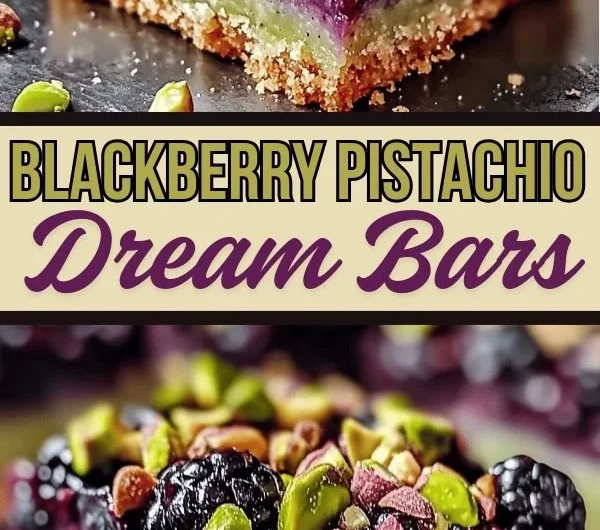 Delicious homemade Blackberry Pistachio Dream Bars with fresh blackberries and pistachios