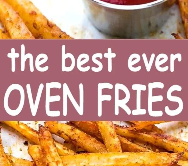 Plate of crispy homemade oven fries seasoned and ready to serve