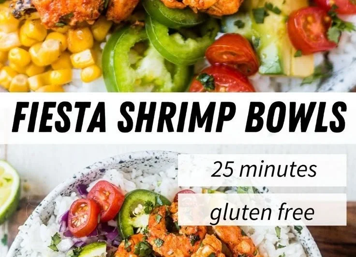 Delicious Fiesta Lime Shrimp Bowl with colorful vegetables and lime garnish