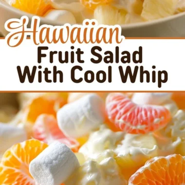 A bowl of Hawaiian Fruit Salad with Cool Whip, featuring vibrant tropical fruits.