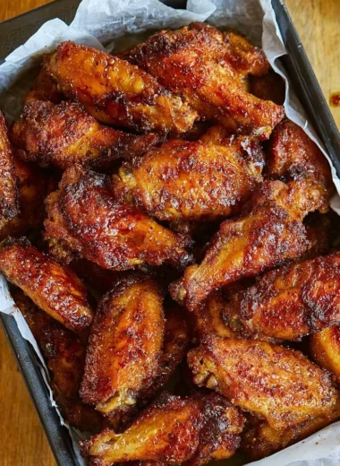 Delicious juicy chicken wings served on a plate