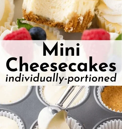 Delicious mini cheesecakes topped with berries on a white plate.