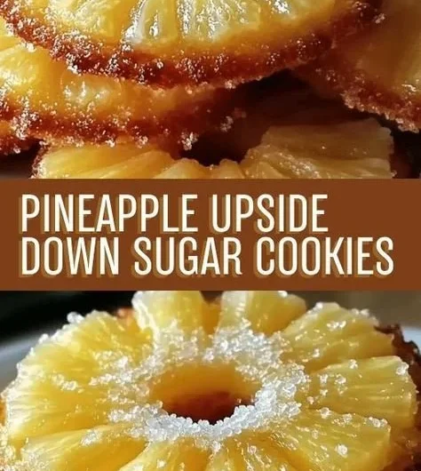 Delicious mini pineapple upside down sugar cookies on a plate