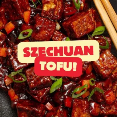 Delicious Szechuan Tofu dish garnished with green onions and spices.