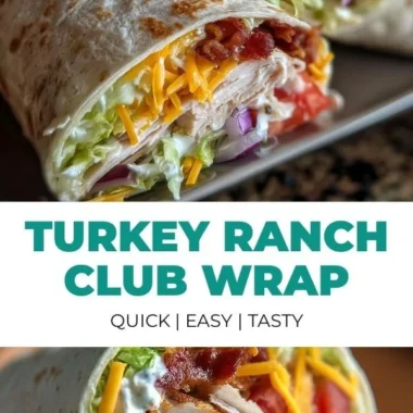 Delicious Turkey Ranch Club Wrap with turkey, fresh vegetables, and ranch dressing.