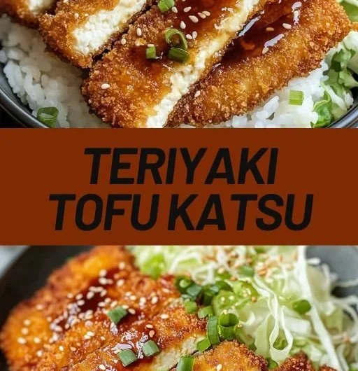 Crispy Vegan Tofu Katsu served with dipping sauce and garnished.