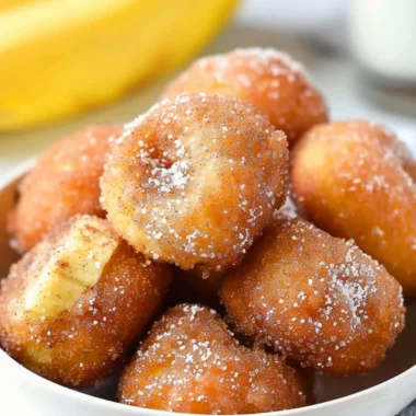 Homemade 2-ingredient banana donut holes on a plate.