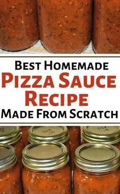 Authentic homemade pizza sauce with fresh Italian spices in a jar.