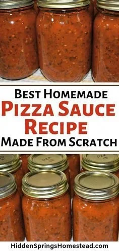 Authentic homemade pizza sauce with fresh Italian spices in a jar.