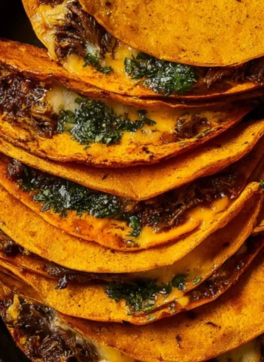 Plate of delicious homemade birria tacos with toppings