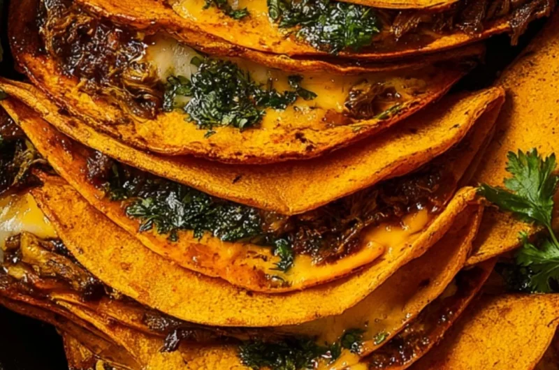 Plate of delicious homemade birria tacos with toppings