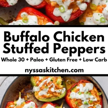 Healthy Buffalo Chicken Stuffed Peppers - Dairy Free & Low Carb Recipe