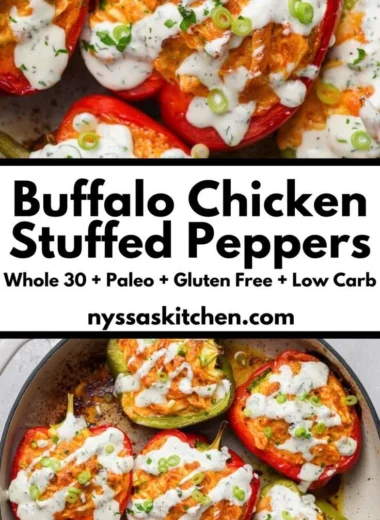 Healthy Buffalo Chicken Stuffed Peppers - Dairy Free & Low Carb Recipe