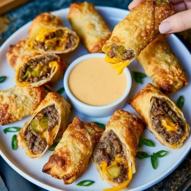 Delicious Cheeseburger Eggrolls with Grillo's Pickles® filling