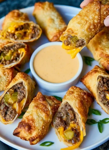 Delicious Cheeseburger Eggrolls with Grillo's Pickles® filling