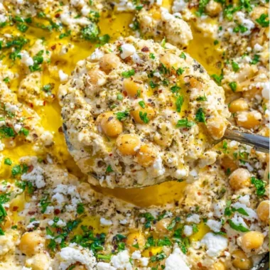 Chickpea lemon skillet dish served in a warm bowl