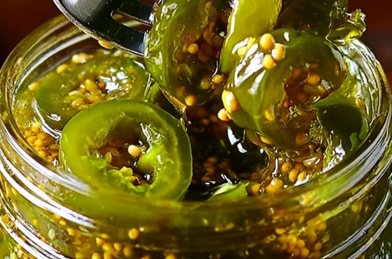 Jars of homemade Cowboy Candy showcased on a rustic wooden table.