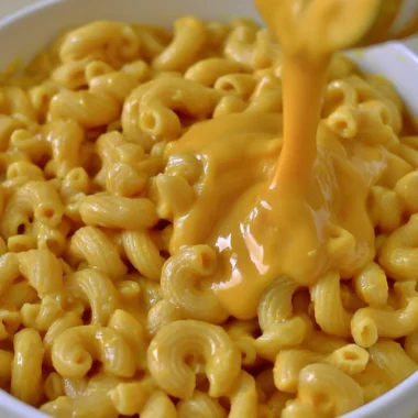 Creamy vegan mac and cheese without cashews served in a bowl