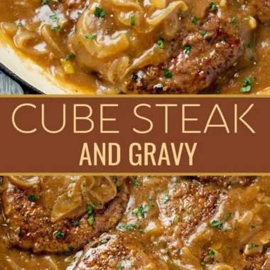 Delicious cube steak served with rich gravy on a plate