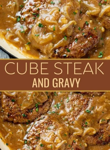 Delicious cube steak served with rich gravy on a plate