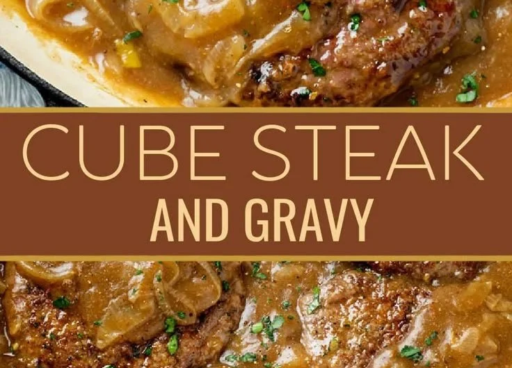 Delicious cube steak served with rich gravy on a plate