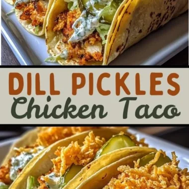 Dill Pickle Ranch Smash Chicken Tacos served on a plate with garnishes