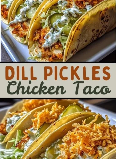 Dill Pickle Ranch Smash Chicken Tacos served on a plate with garnishes