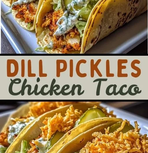 Dill Pickle Ranch Smash Chicken Tacos served on a plate with garnishes