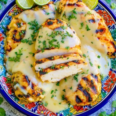 Plate of easy salsa verde chicken with fresh ingredients and vibrant salsa.