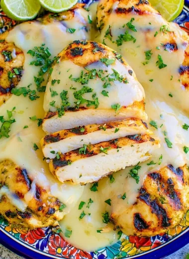 Plate of easy salsa verde chicken with fresh ingredients and vibrant salsa.