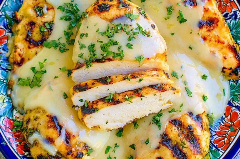 Plate of easy salsa verde chicken with fresh ingredients and vibrant salsa.