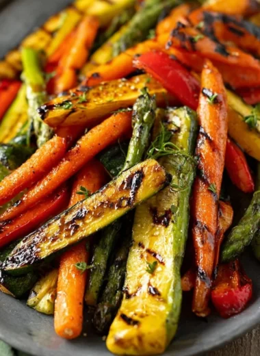 Delicious grilled vegetables marinated and ready for the barbecue grill