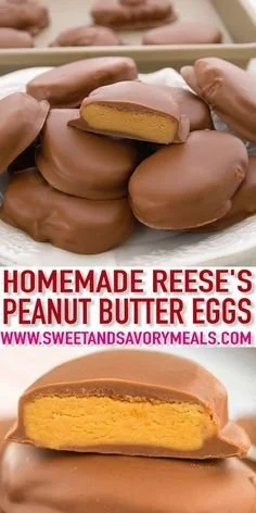 Delicious homemade peanut butter eggs on a plate