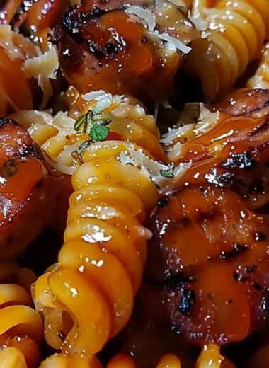 Delicious one-pot honey BBQ sausage pasta served in a bowl