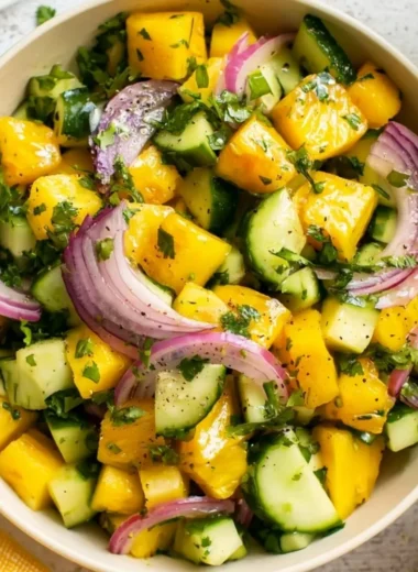 Fresh Pineapple Cucumber Salad with vibrant ingredients in a bowl