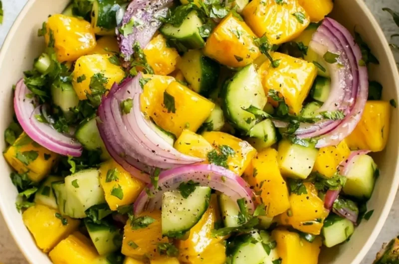 Fresh Pineapple Cucumber Salad with vibrant ingredients in a bowl