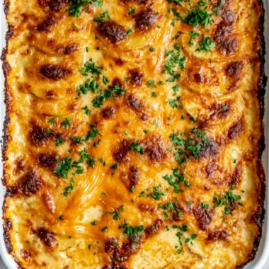 Delicious and creamy Au Gratin Potatoes baked to perfection