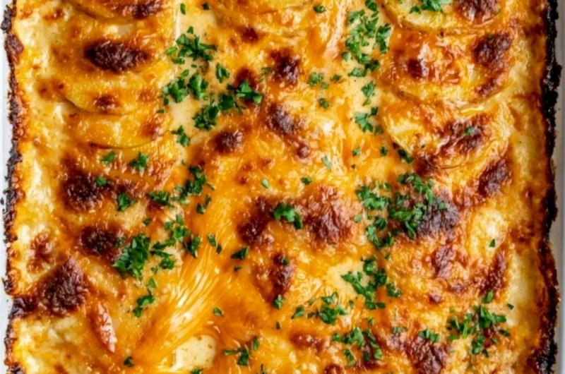 Delicious and creamy Au Gratin Potatoes baked to perfection