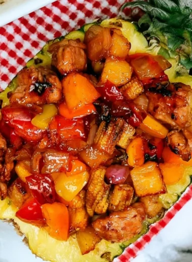 Delicious Blackstone Pineapple Chicken grilling on a flat top grill