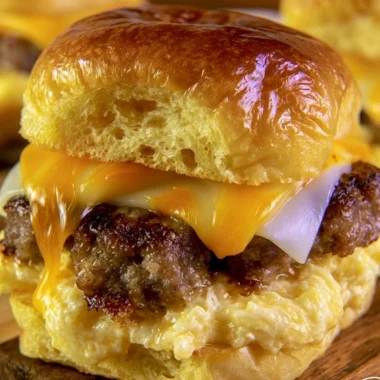 Cozy breakfast sliders with eggs, cheese, and bacon served on slider buns