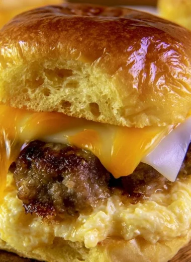 Cozy breakfast sliders with eggs, cheese, and bacon served on slider buns