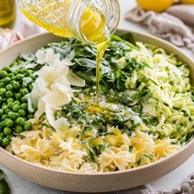 Cozy lemon basil pasta salad made for summer gatherings with fresh ingredients.