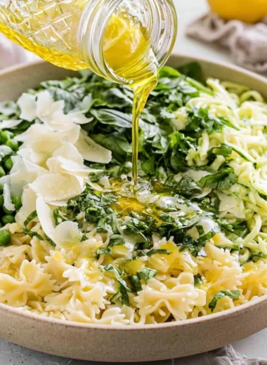 Cozy lemon basil pasta salad made for summer gatherings with fresh ingredients.