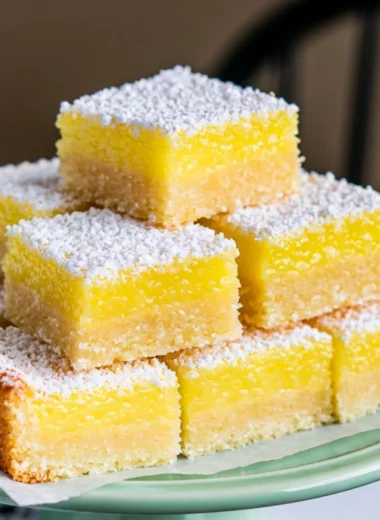Cozy Pioneer Woman lemon bars on a plate, showcasing a creamy lemon filling and crust.